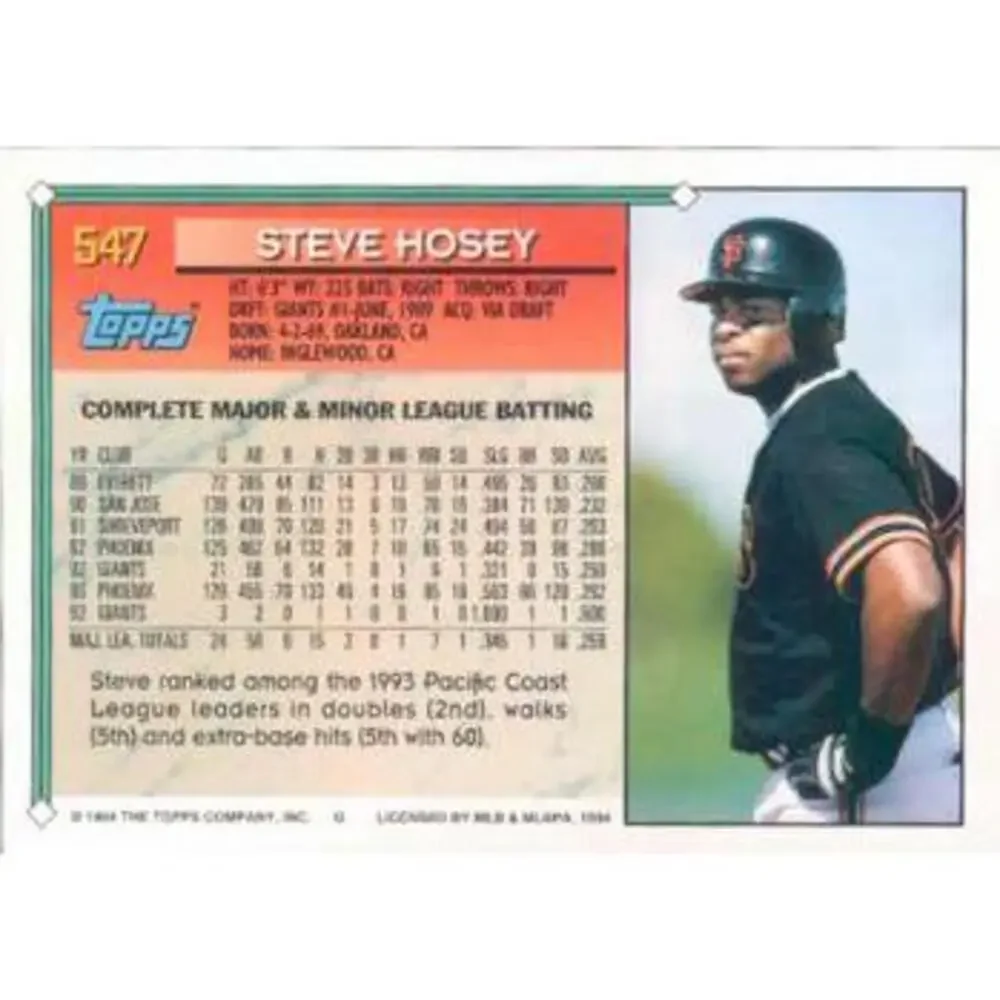 1994 Topps Steve Hosey # 547 San Francisco Giants
